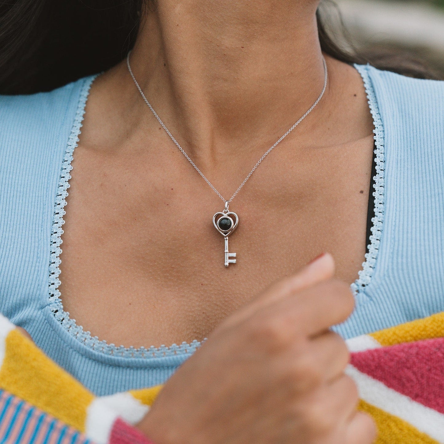 Personalized Heart Key Necklace