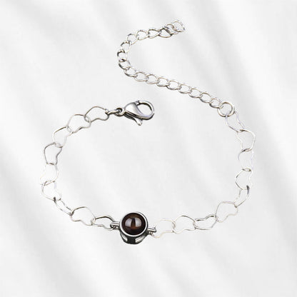 Hidden Photo Bracelet with Heart Link Projection Photo Bracelet