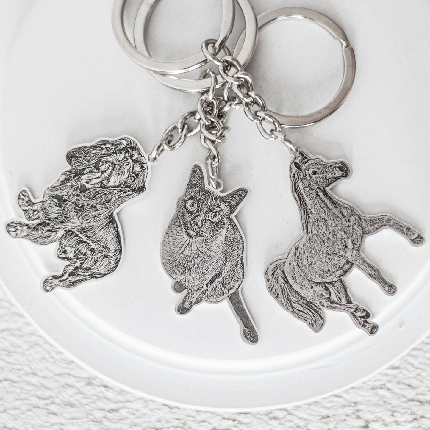 Horse Silhouette Photo Keychain