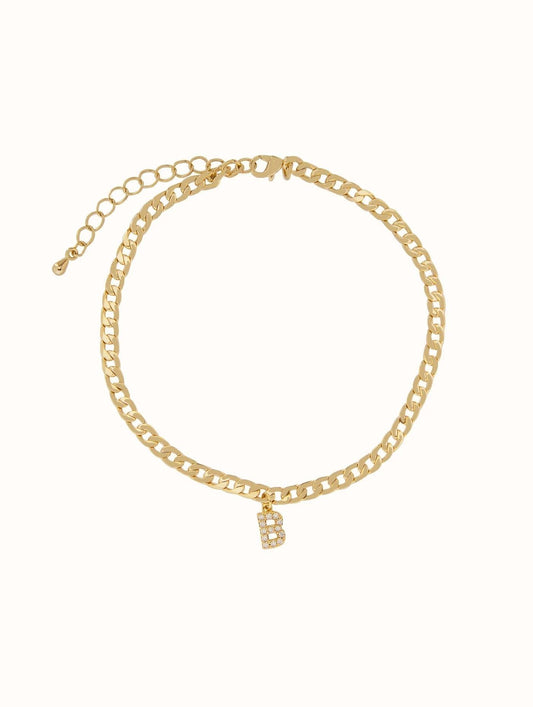 Iced Initial Anklet-Cuban Chain