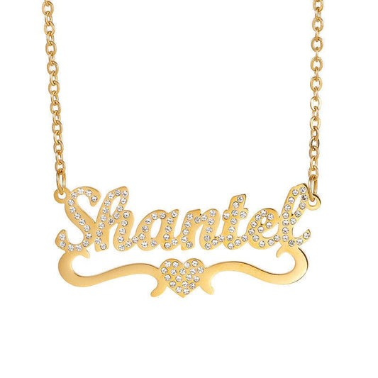 Iced Out Heart Name Necklace