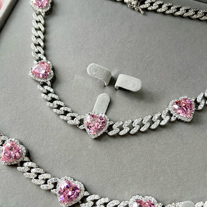 ICY HEART CUBAN CHAIN NECKLACE