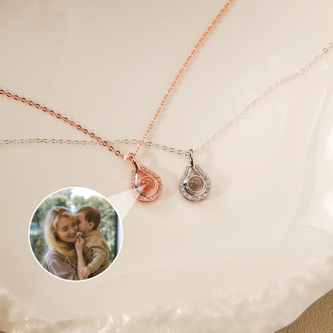 Personalized Teardrop-Shaped Photo Necklace For Her