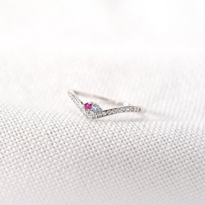 Customizable Chevron Pave Ring with 1-5 Birthstones