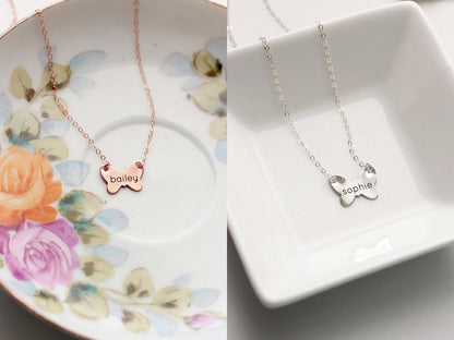 Engraved Butterfly Necklace