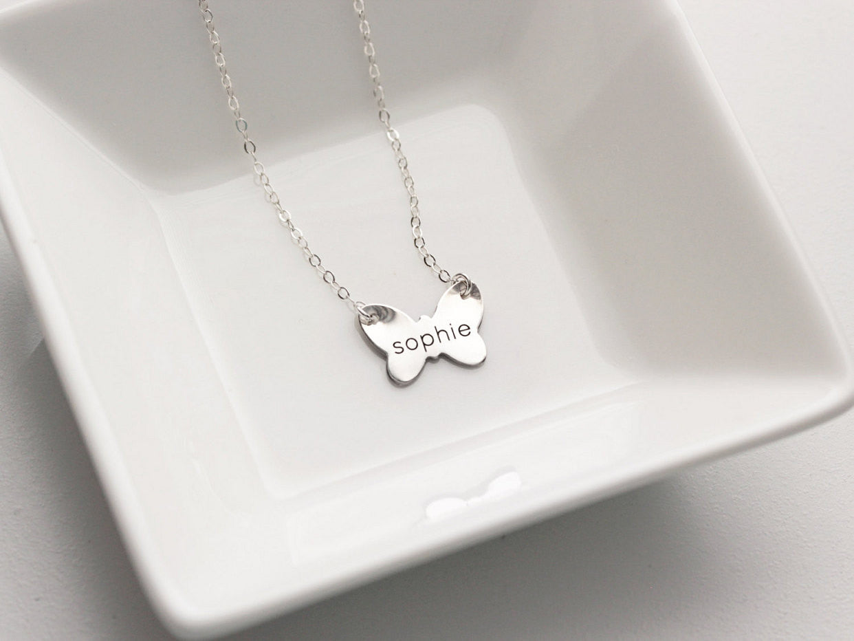 Engraved Butterfly Necklace