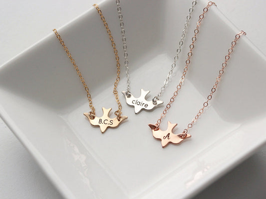 Engraved Bird Necklace