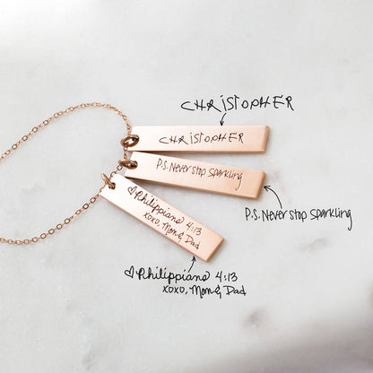 Vertical Handwriting Bar Necklace