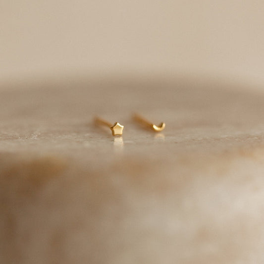 Tiny Moon & Star Studs