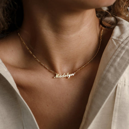 Carrie Name Necklace in Figaro Chain