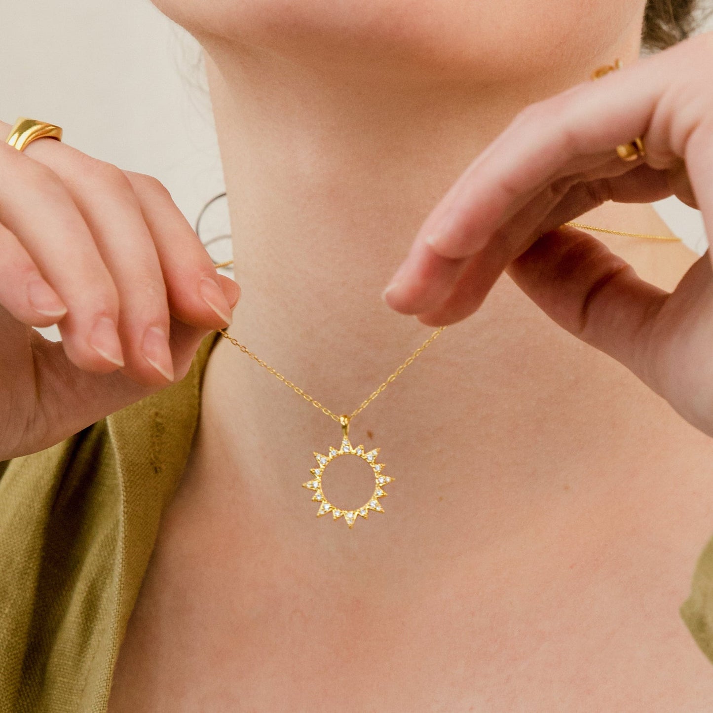 Pave Sun Necklace