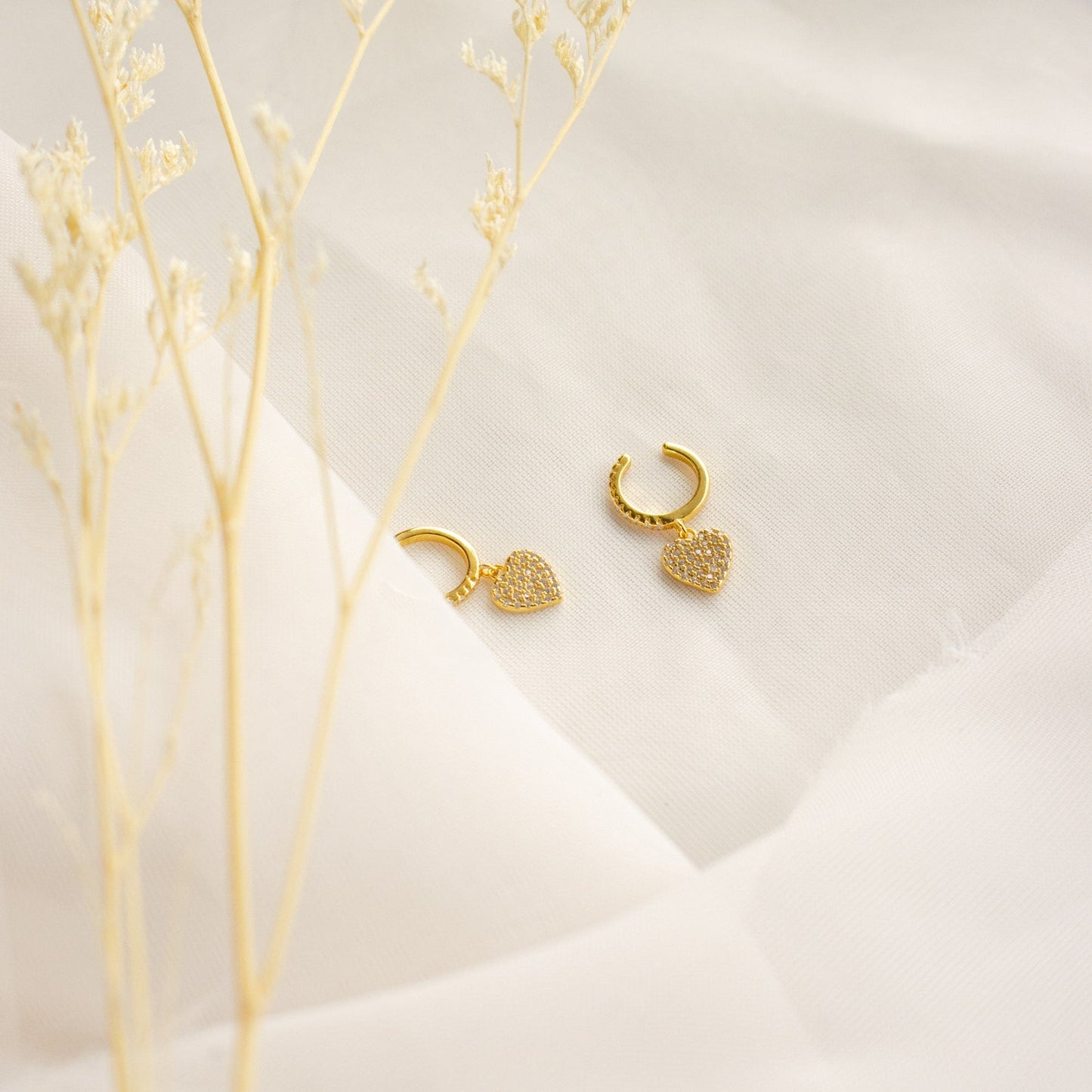 Pave Heart Ear Cuffs