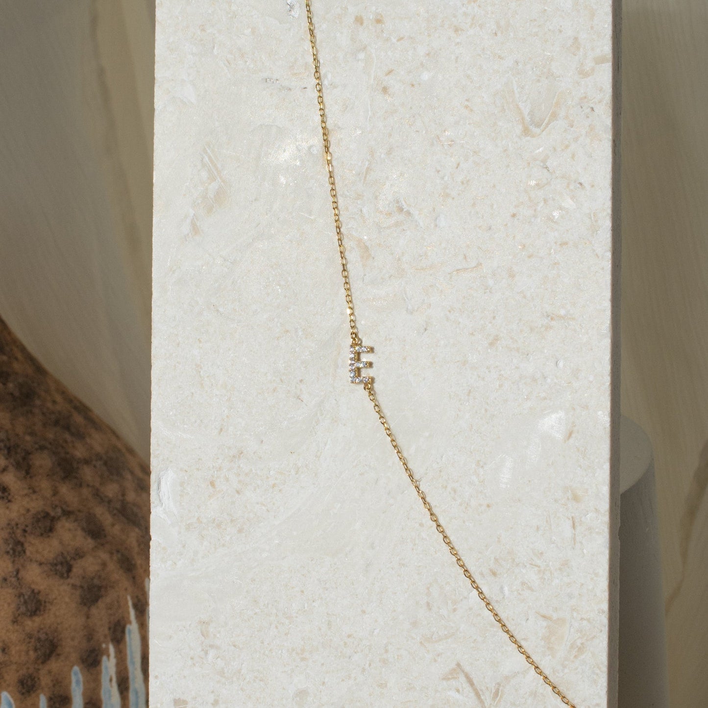 Pave Sideways Initial Necklace