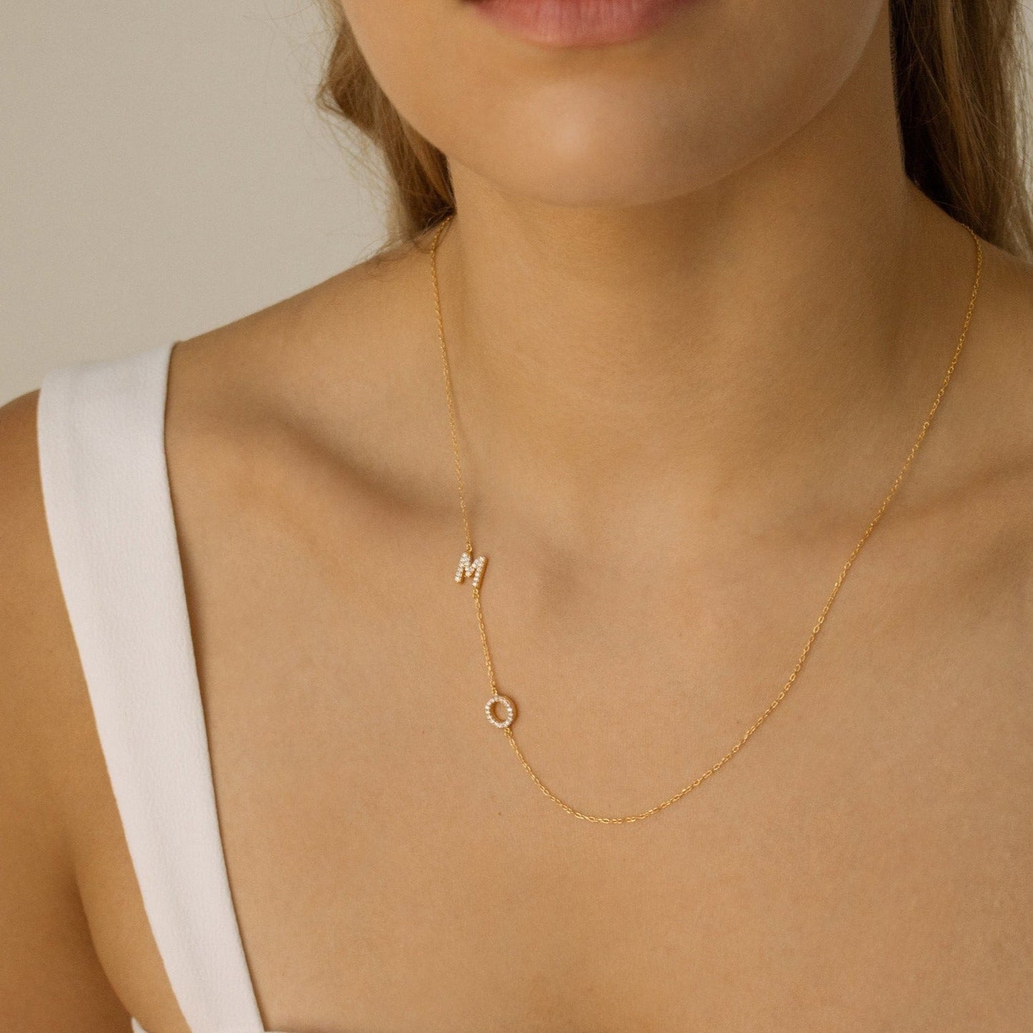 Pave Sideways Initial Necklace