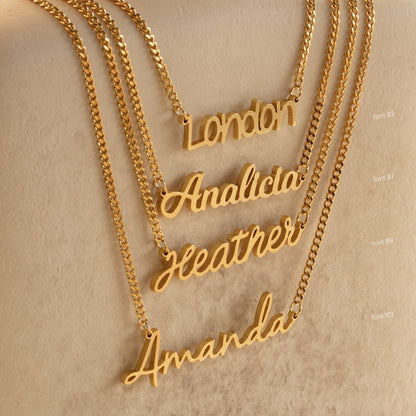 Mellow Name Necklace in Curb Chain