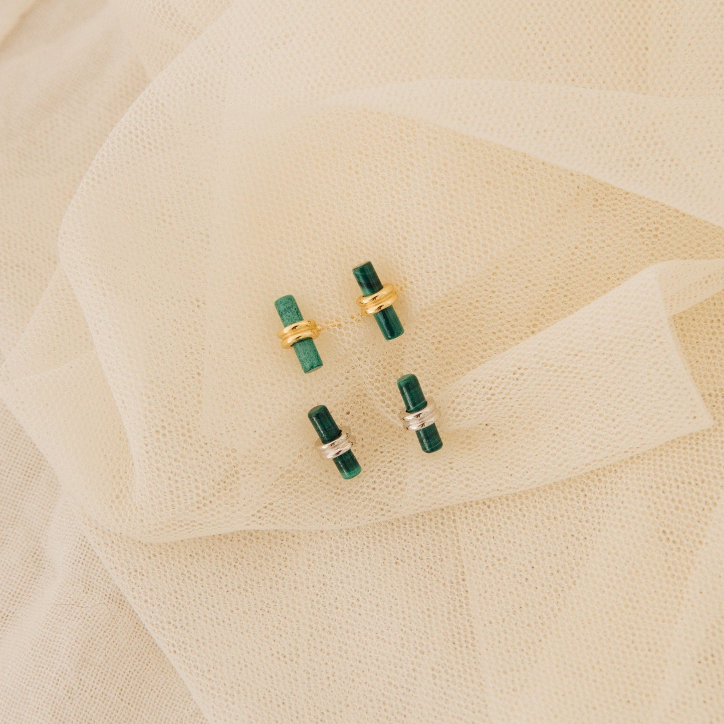 Malachite Bar Studs