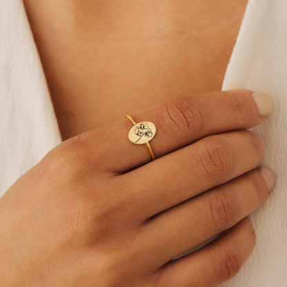 Flower Oval Ring