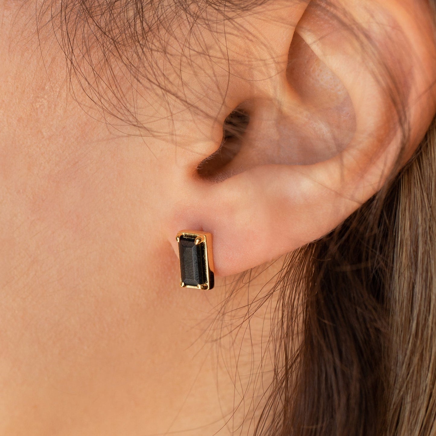 Rectangle Black Onyx Studs