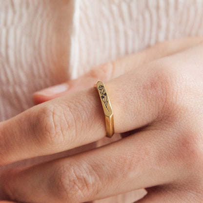 Thin Flower Signet Ring