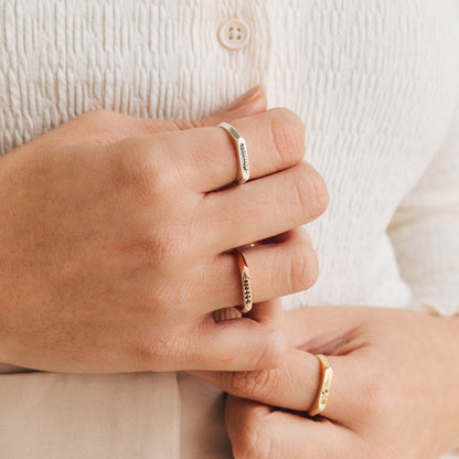 Thin Flower Signet Ring