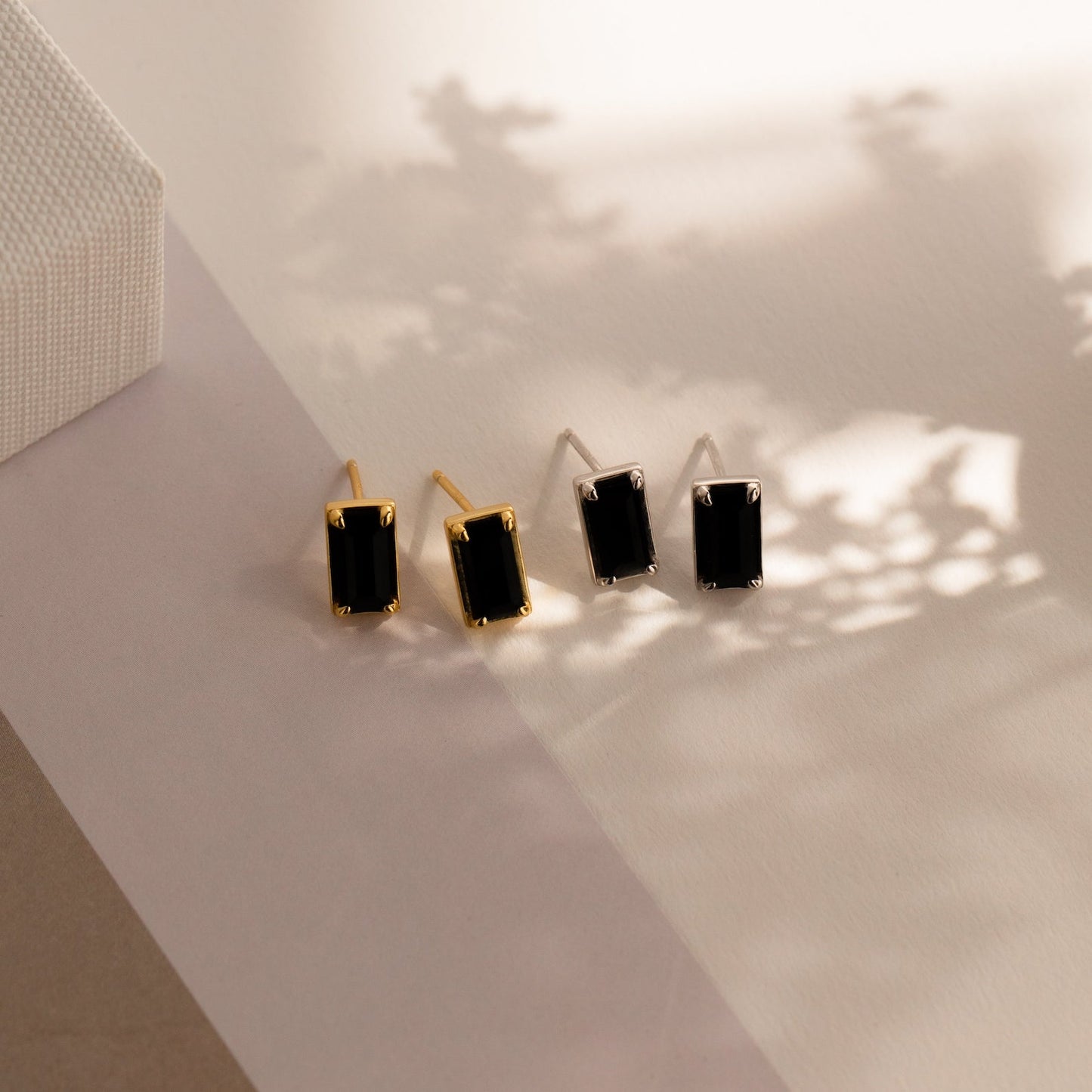 Rectangle Black Onyx Studs