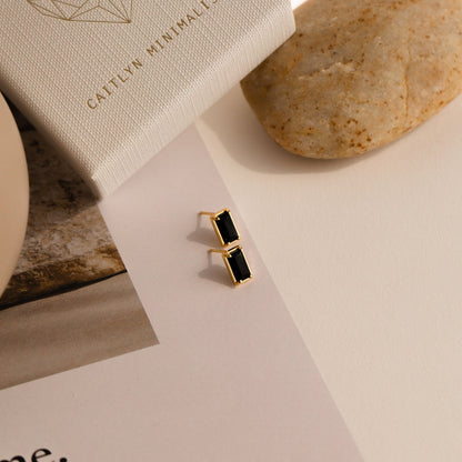 Rectangle Black Onyx Studs