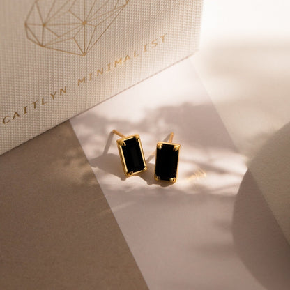 Rectangle Black Onyx Studs