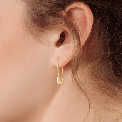 Pave Safety Pin Earrings