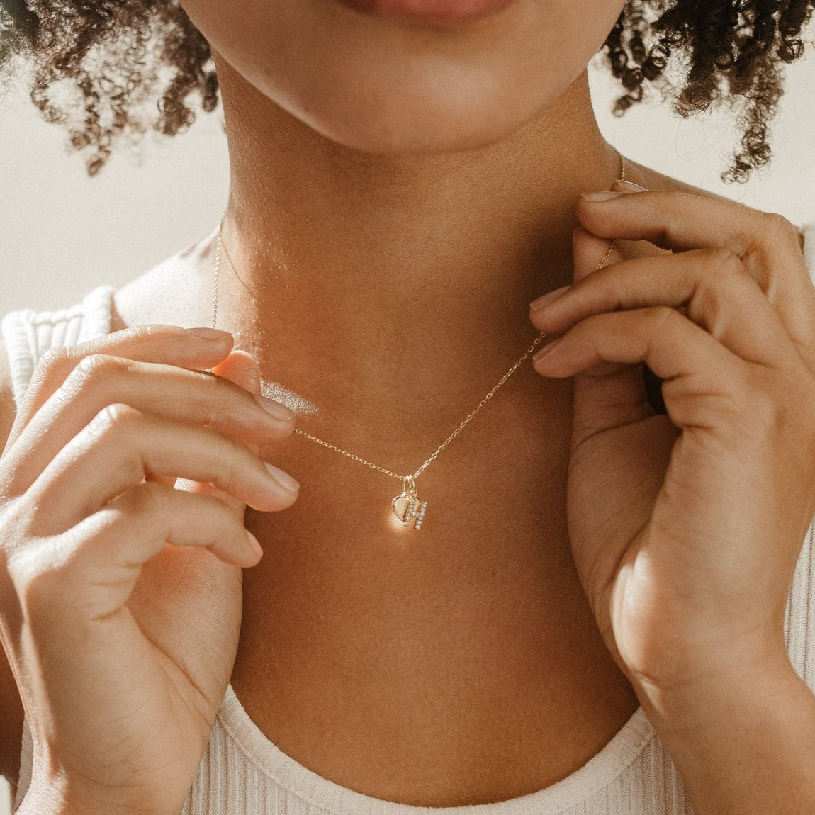 Pave Initial Heart Necklace