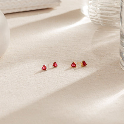 Ruby Heart Studs