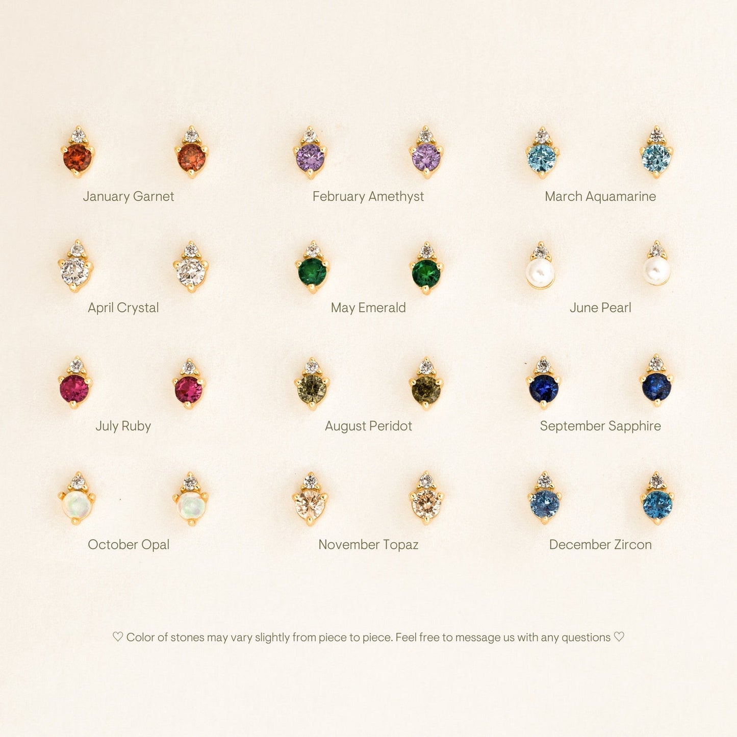 Raindrop Birthstone Studs