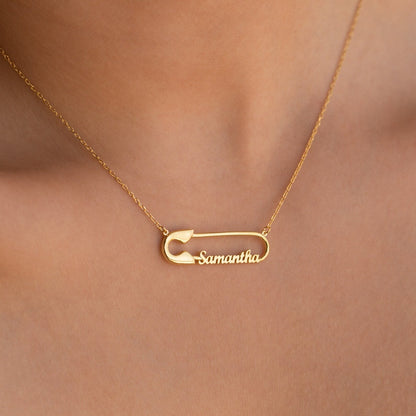 Safety Pin Name Necklace