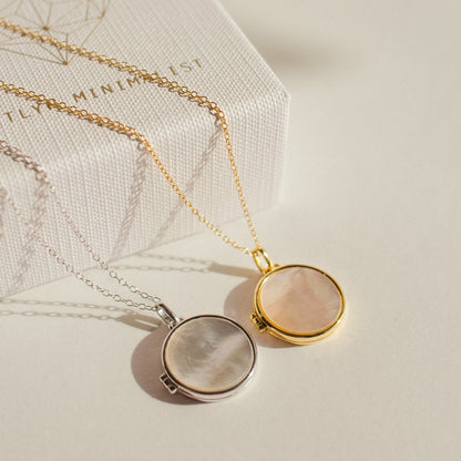 Pearl Disc Locket Necklace