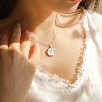 Pearl Disc Locket Necklace