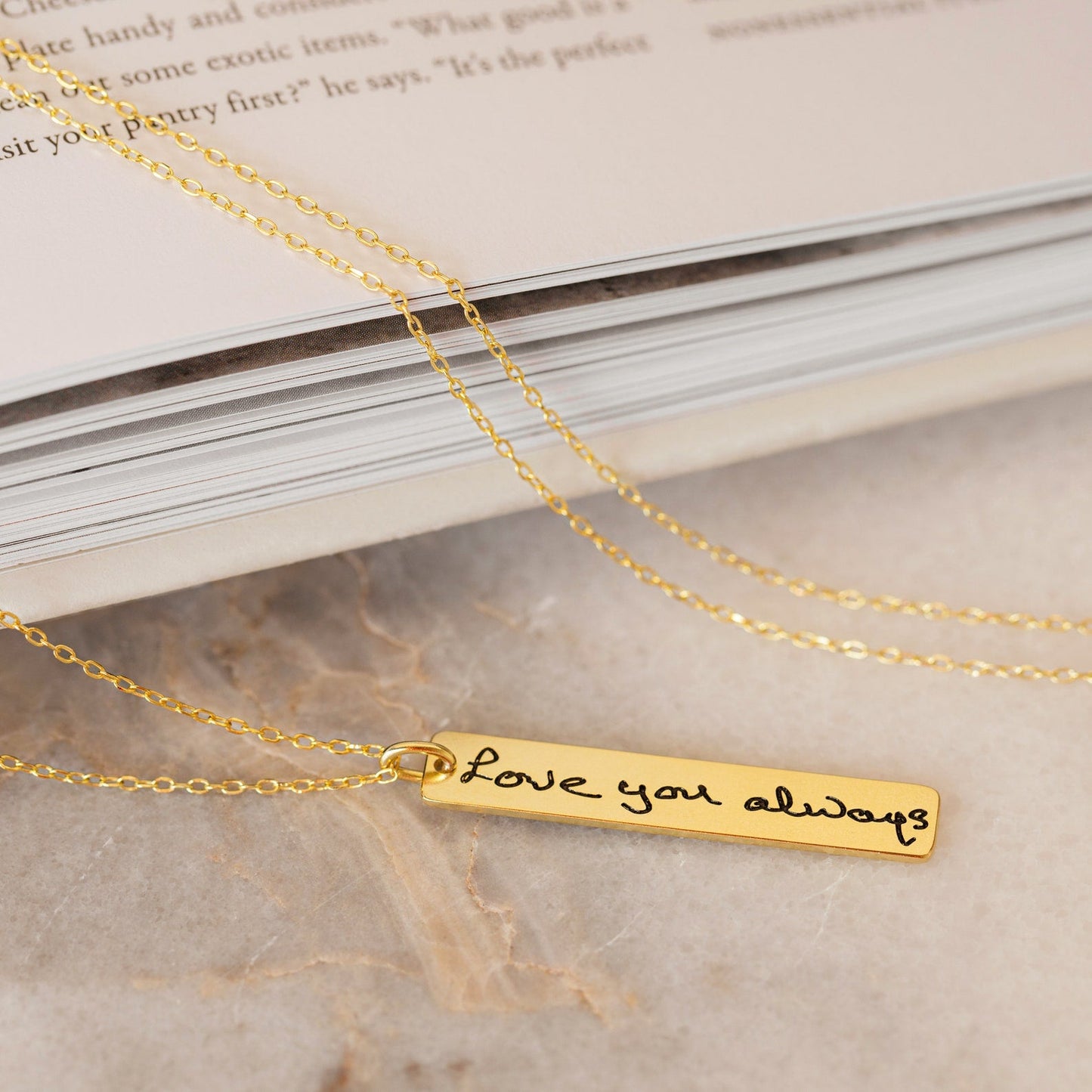 Vertical Handwriting Bar Necklace