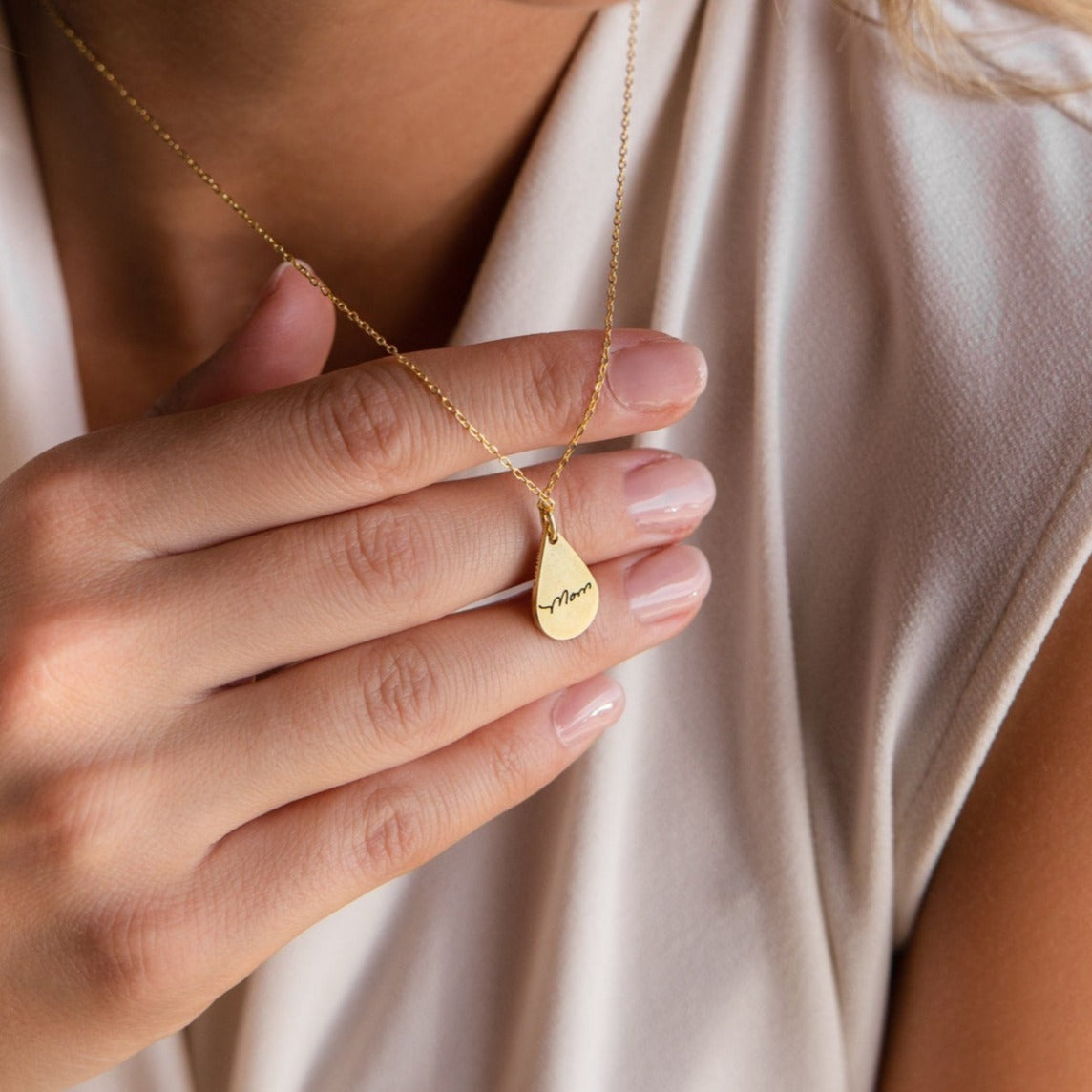 Tear Drop Fingerprint Necklace