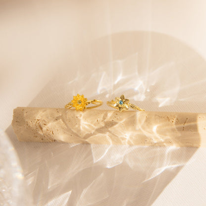 Flower Birthstone Ring