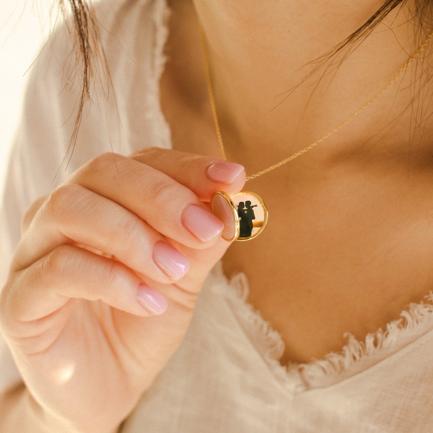 Pearl Disc Locket Necklace