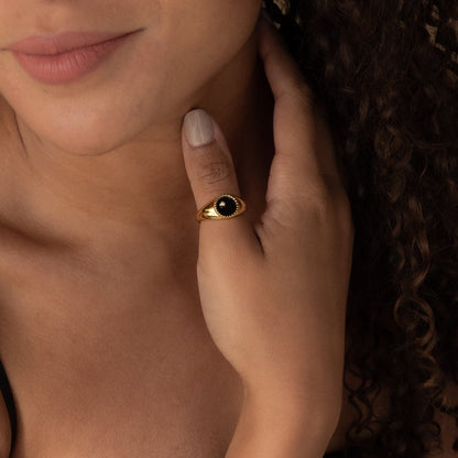 Natasha Black Signet Ring