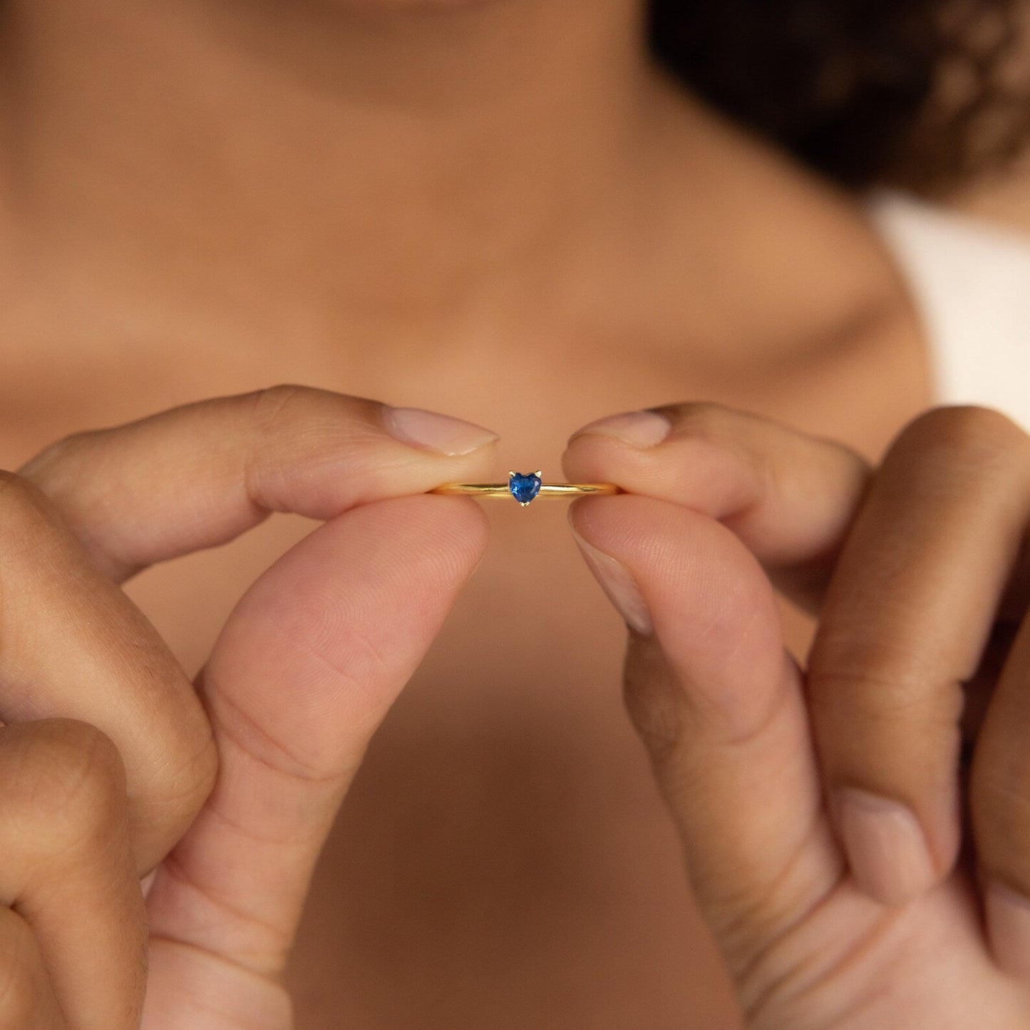 Tiny Heart Birthstone Ring