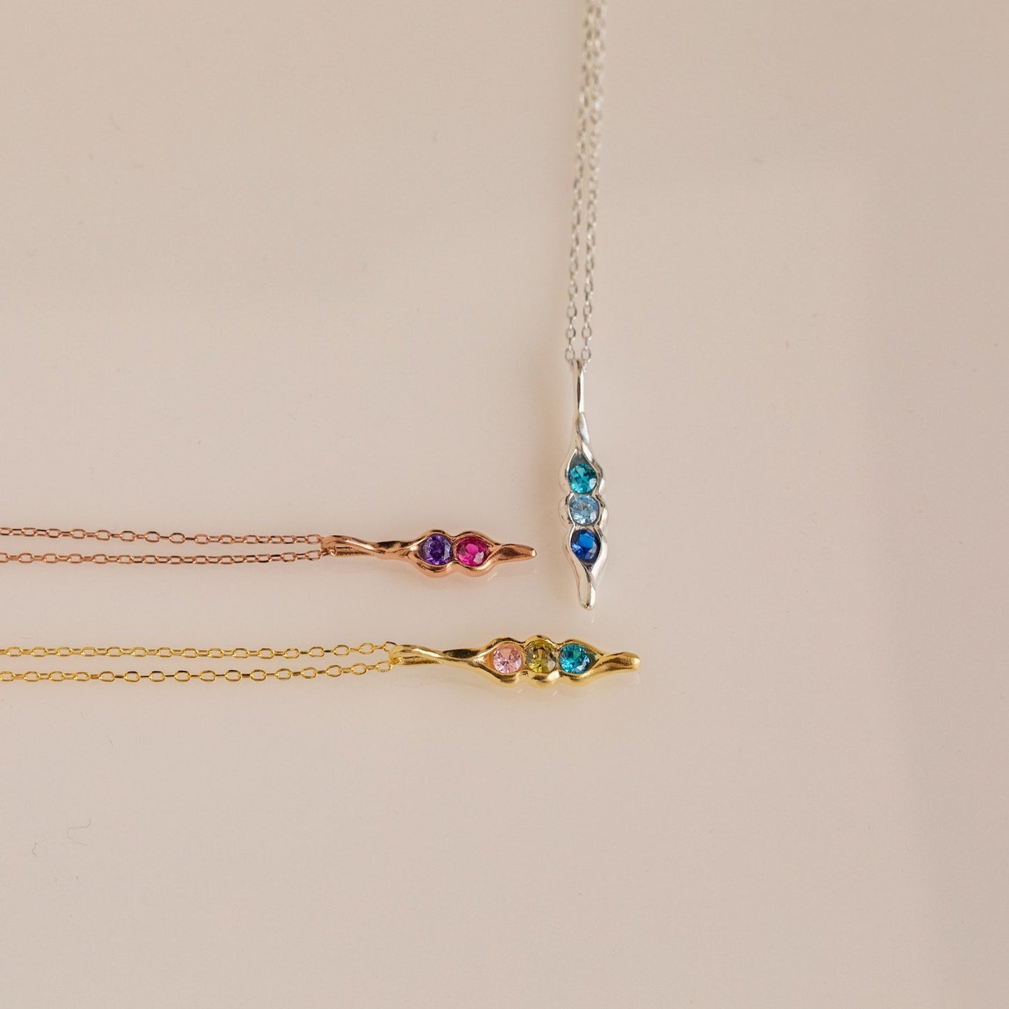 Vertical Pod Birthstone Necklace