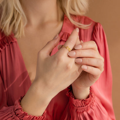 Dainty Duo Initial Ring