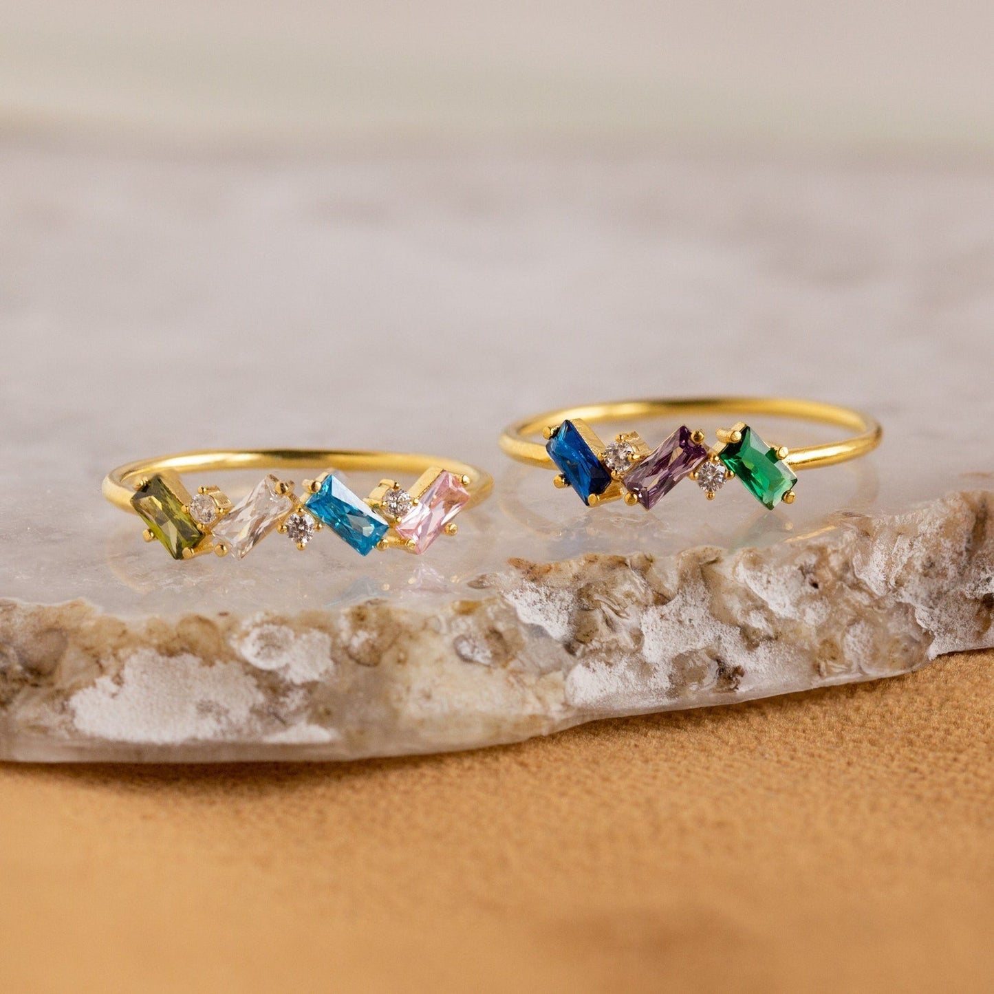 Cluster Baguette Birthstone Ring