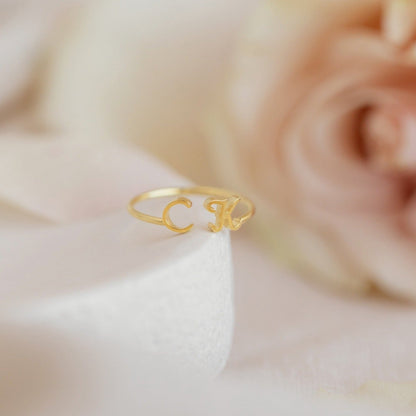 Dainty Duo Initial Ring