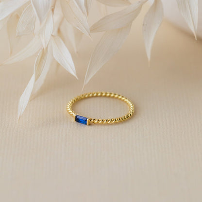 Twist Baguette Birthstone Ring