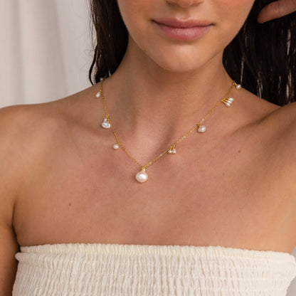 Baroque Pearl Station Necklace