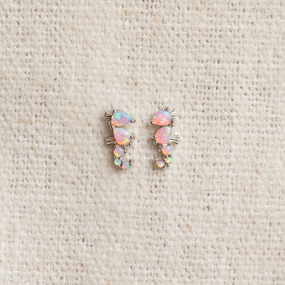 Pink Opal Seahorse Studs