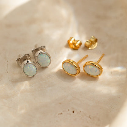 Oval Opal Studs