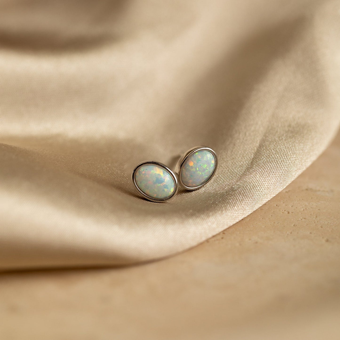 Oval Opal Studs