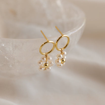 Flower Pearl Drop Earrings